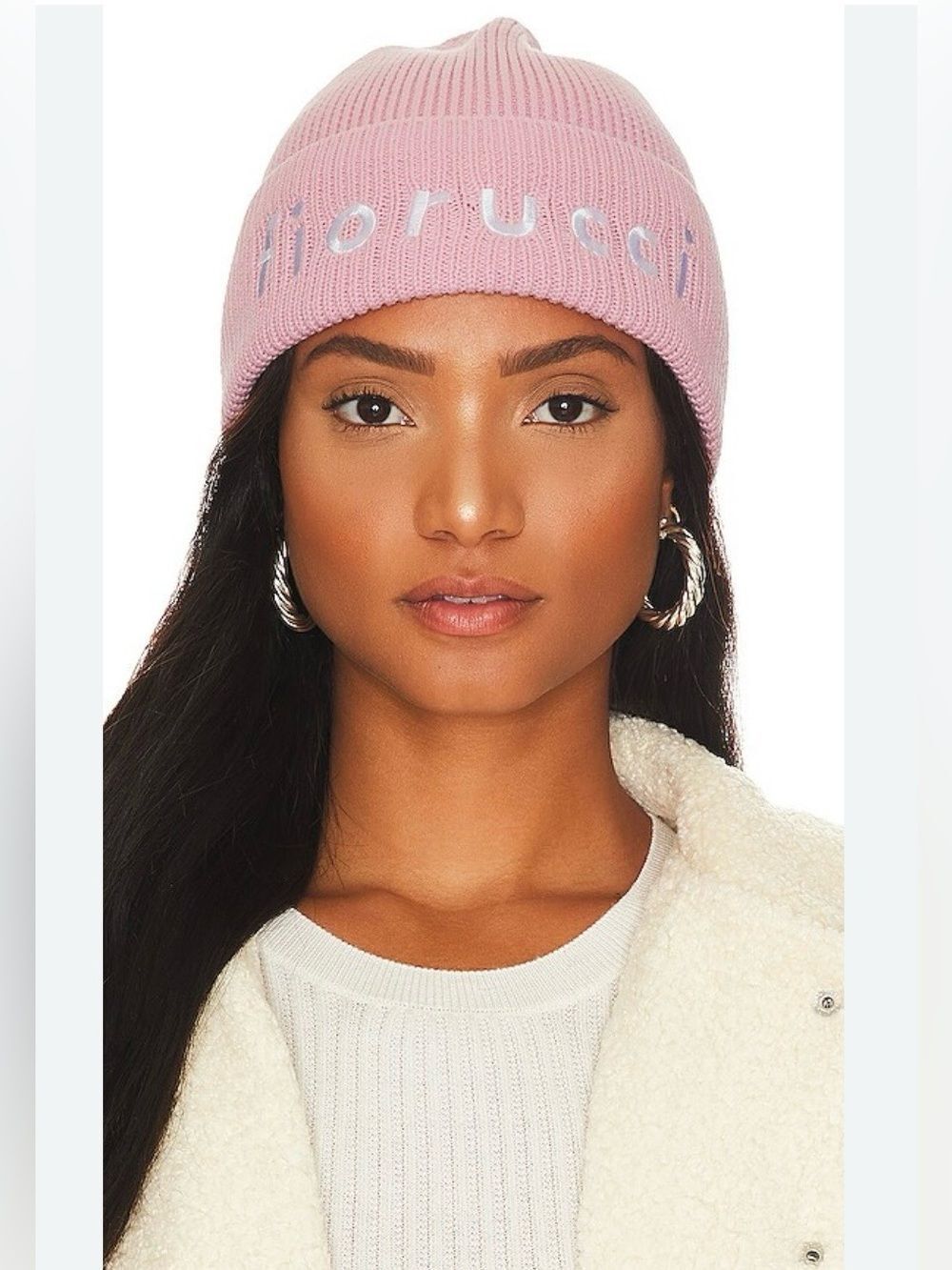 Fiorucci Pastel Pink Logo Knit Beanie